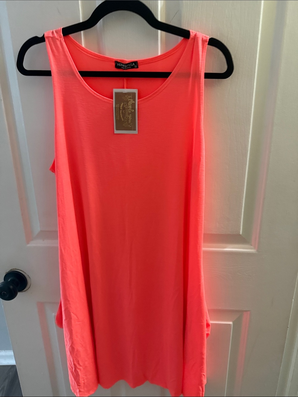 Hemish Neon Coral Sleeveless Tank Top